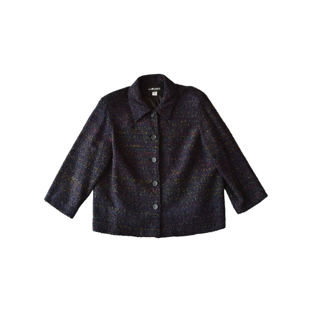 Sag Harbor Speckled Tweed Jacket Purple Button Front 18W